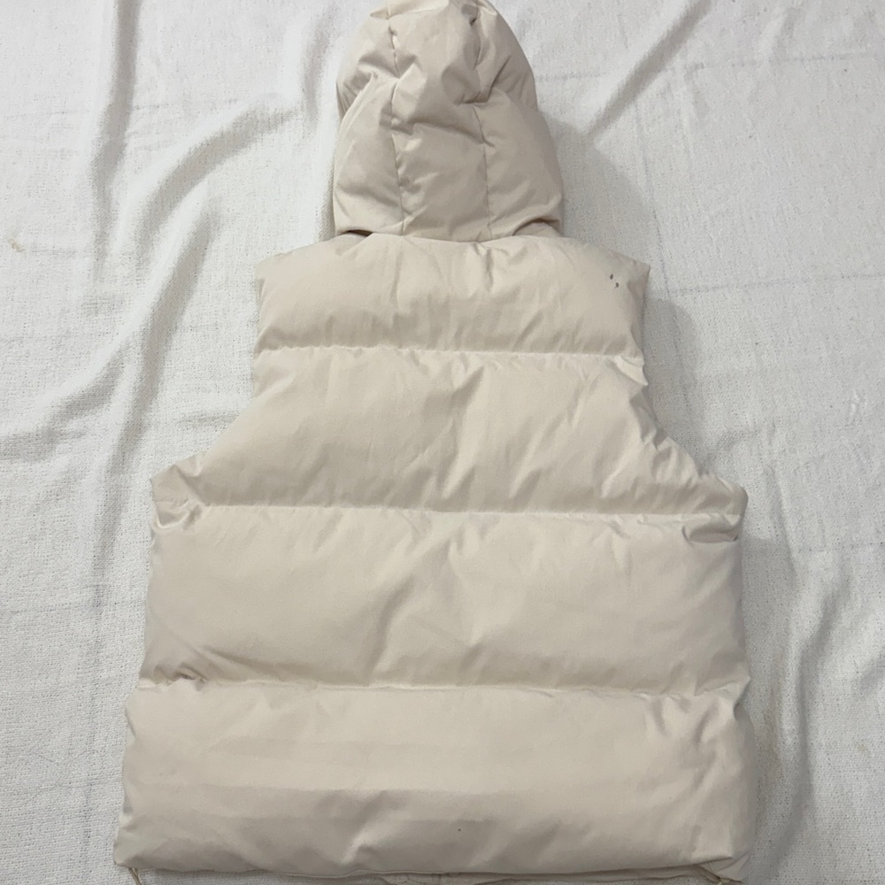 ZARA Men's Cream Hooded Puffer Jacket Vest new - Picture 8 of 9